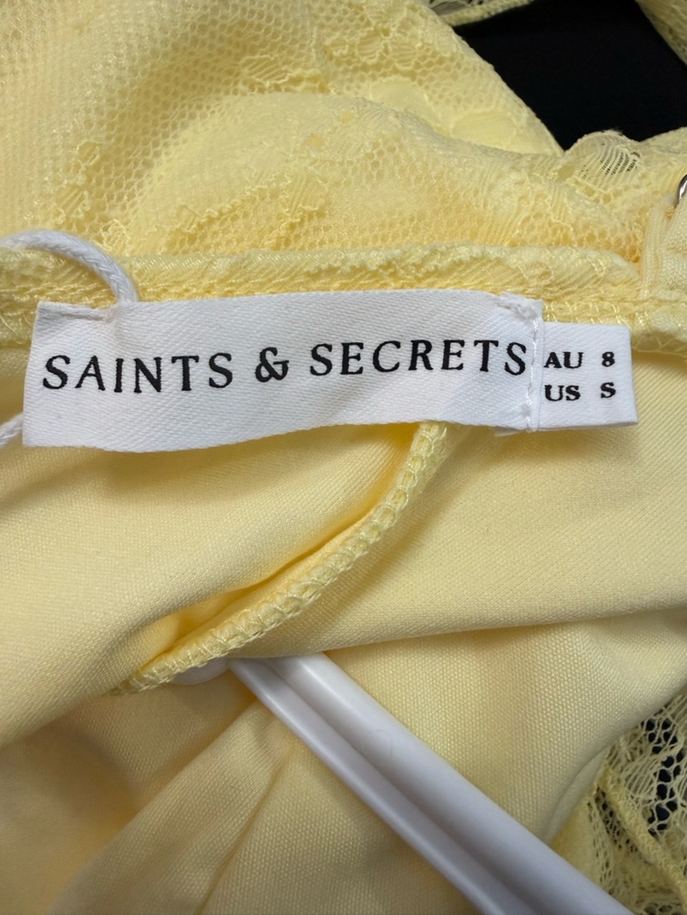 Saints And Secrets Yellow Ruffle Slip Dress with Floral Detail - Picture 3 of 5